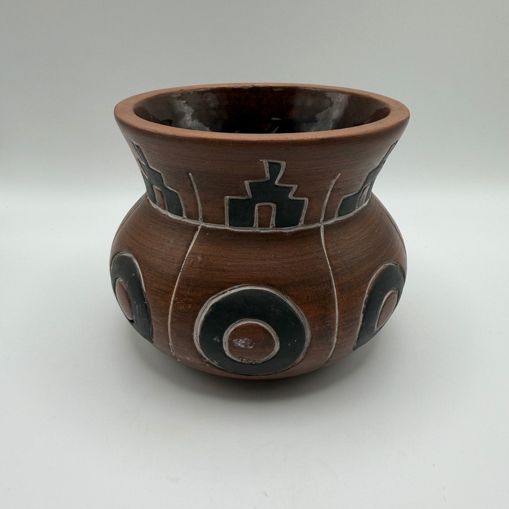 Armando de Mexico Signed Pottery Vase Terracotta Aztec Home Decor